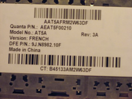 Clavier-AZERTY-Français-HP-DV9000-DV9100-Modèle-AT5A-P-N-AEAT5F00210-9J-N8982-10F